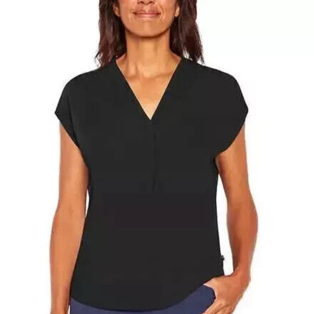 Banana Republic NWT Black V-Neck Short Sleeve lightweight Blouse